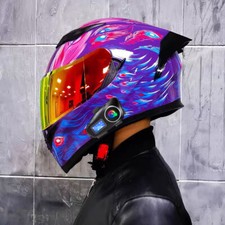Casco de motocicleta integrado Bluetooth intercomunicador auriculares cara completa casco de motocicleta