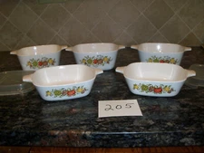 VTG Corning Ware P-41-B, P-43-B Spice Of Life 5 Petite Casserole dishes & 2 Lids