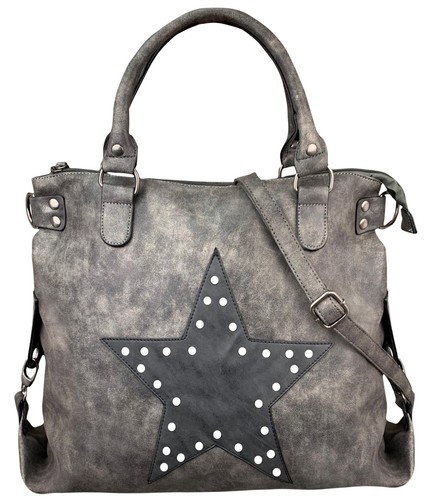 DAMEN NIETEN LUXUS STERN TASCHE STOFFTASCHE SHOPPER HANDTASCHE SCHULTERTASCHE - Bild 9 von 30