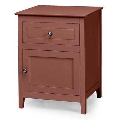 Costway Modern Nightstand 2-Tier Accent Table w/ Spacious Tabletop Cherry