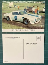 POSTCARD JERRY TITUS 1970 PONTIAC TRANS AM FIREBIRD - VINTAGE SCCA ROAD RACING