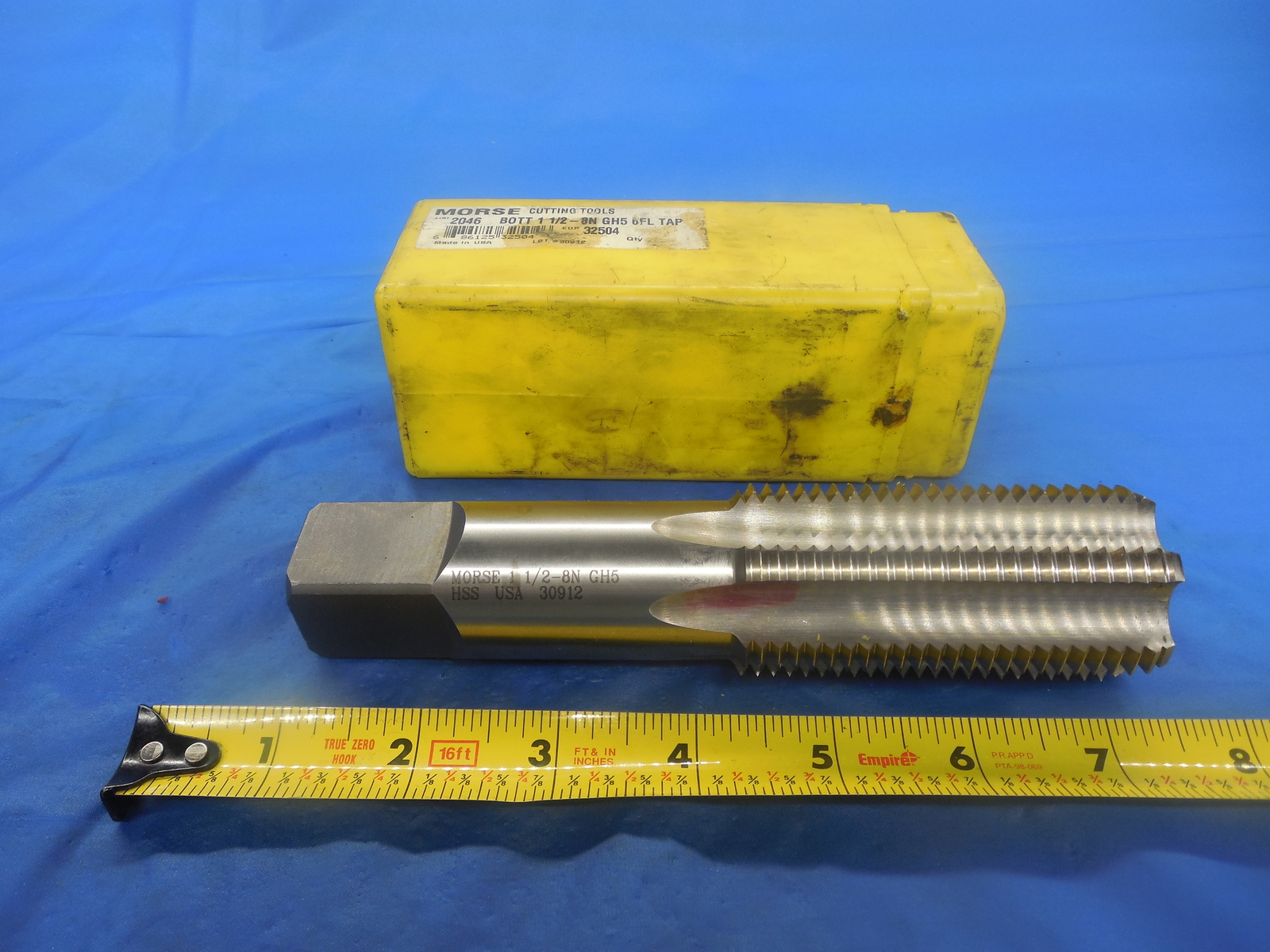 NEW MORSE 1 1/2 8 N GH5 HSS BOTTOMING TAP 6 STRAIGHT FLUTE 1.5 USA H5 ...