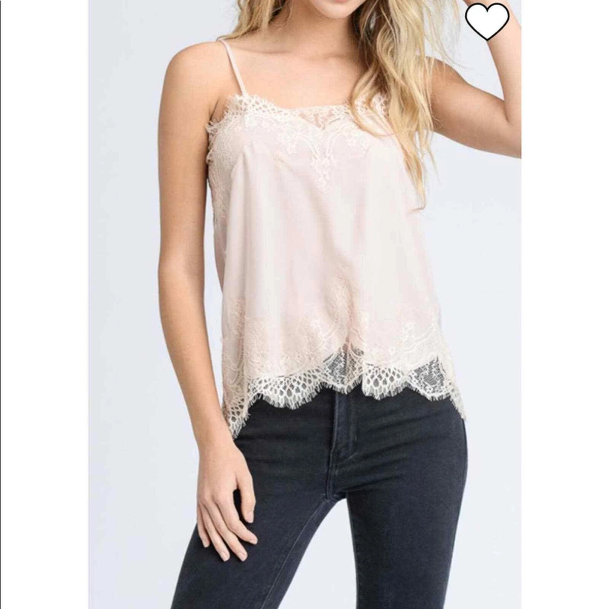 STORIA Tan Lace Sz Small Camisole Top Adjustable Strap