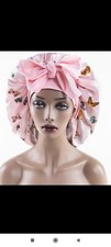 single layer satin bonnet with adjustable ties