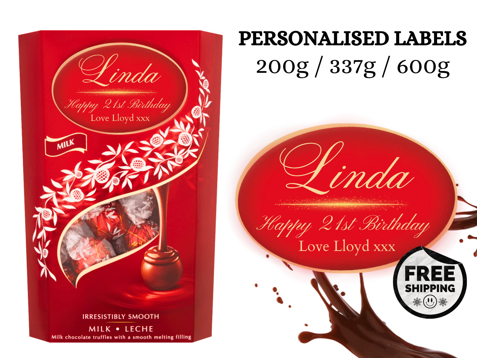 Personalised Lindor Lindt Box Chocolate Label Sticker - Custom Birthday Gift