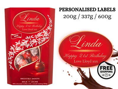 Personalised Lindor Lindt Box Chocolate Label Sticker - Custom Birthday Gift