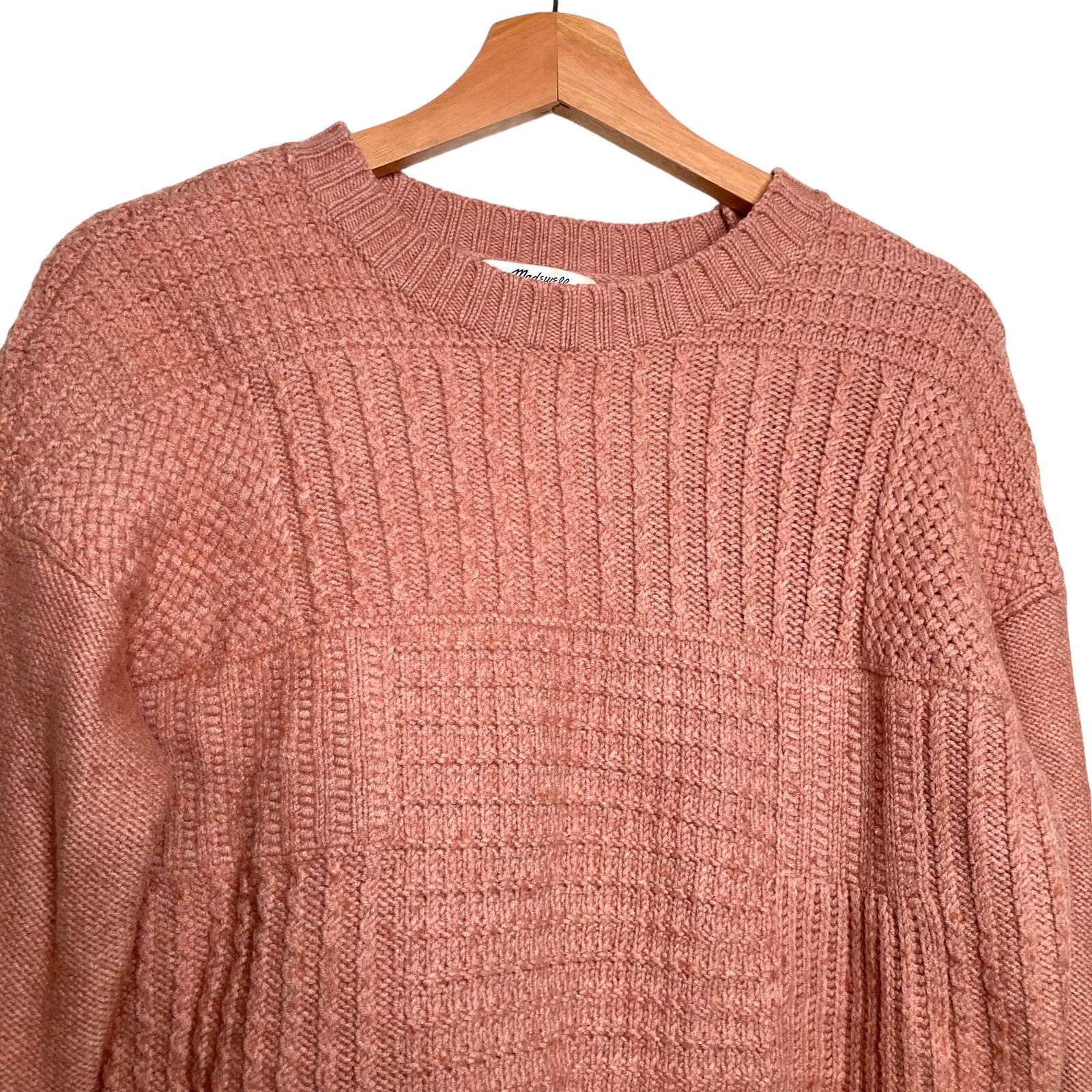 Madewell Pink Stitchmix Patchwork Pullover Croppe… - image 6