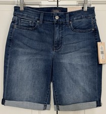 NWT NYDJ size 6 blue jean bluewell denim slimming ella cuffed shorts womens