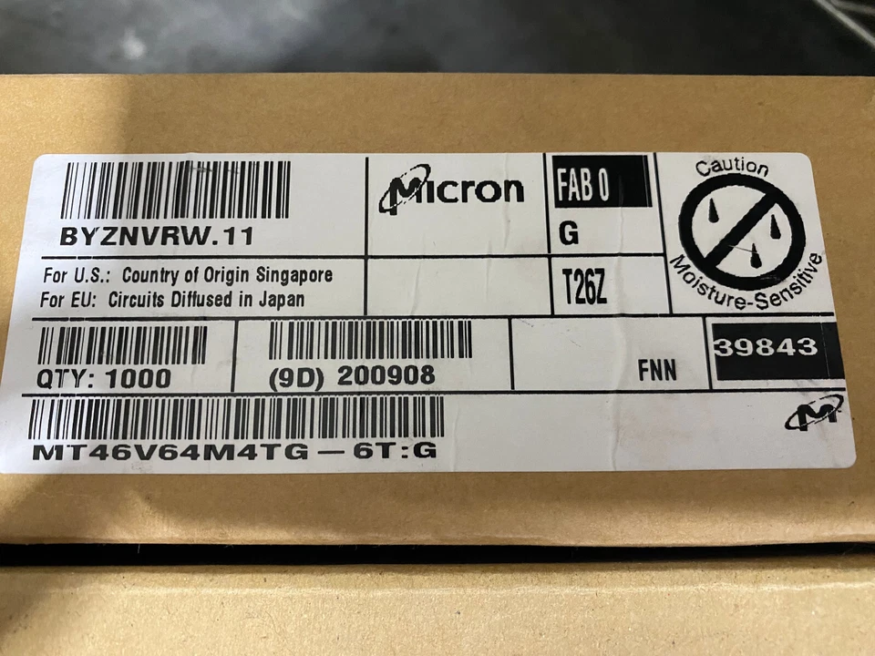 Box of 1000 Micron MT46V64M4TG-6T DDR Memory IC DRAM 256MBIT PAR 66-TSOP New - Image 2 of 3