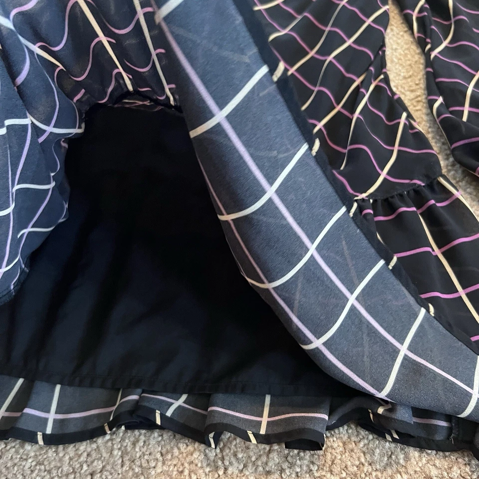 $225 Milly Kid's Girl's Black Rori Windowpane Chiffon Dress Size 10 Long Sleeve - Image 2 of 4