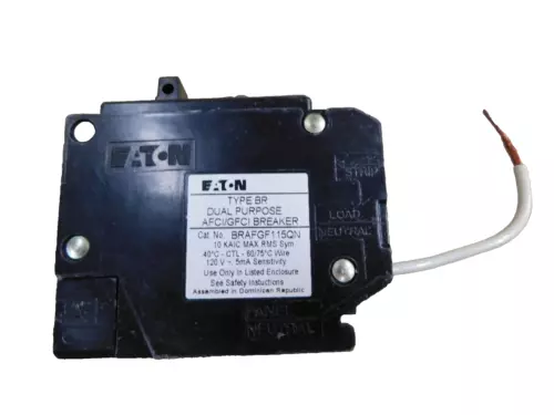 Eaton  BRAFGF115QN Miniature Circuit Breakers MCBs BR 1P 15A 120V 50 60Hz 1Ph EA