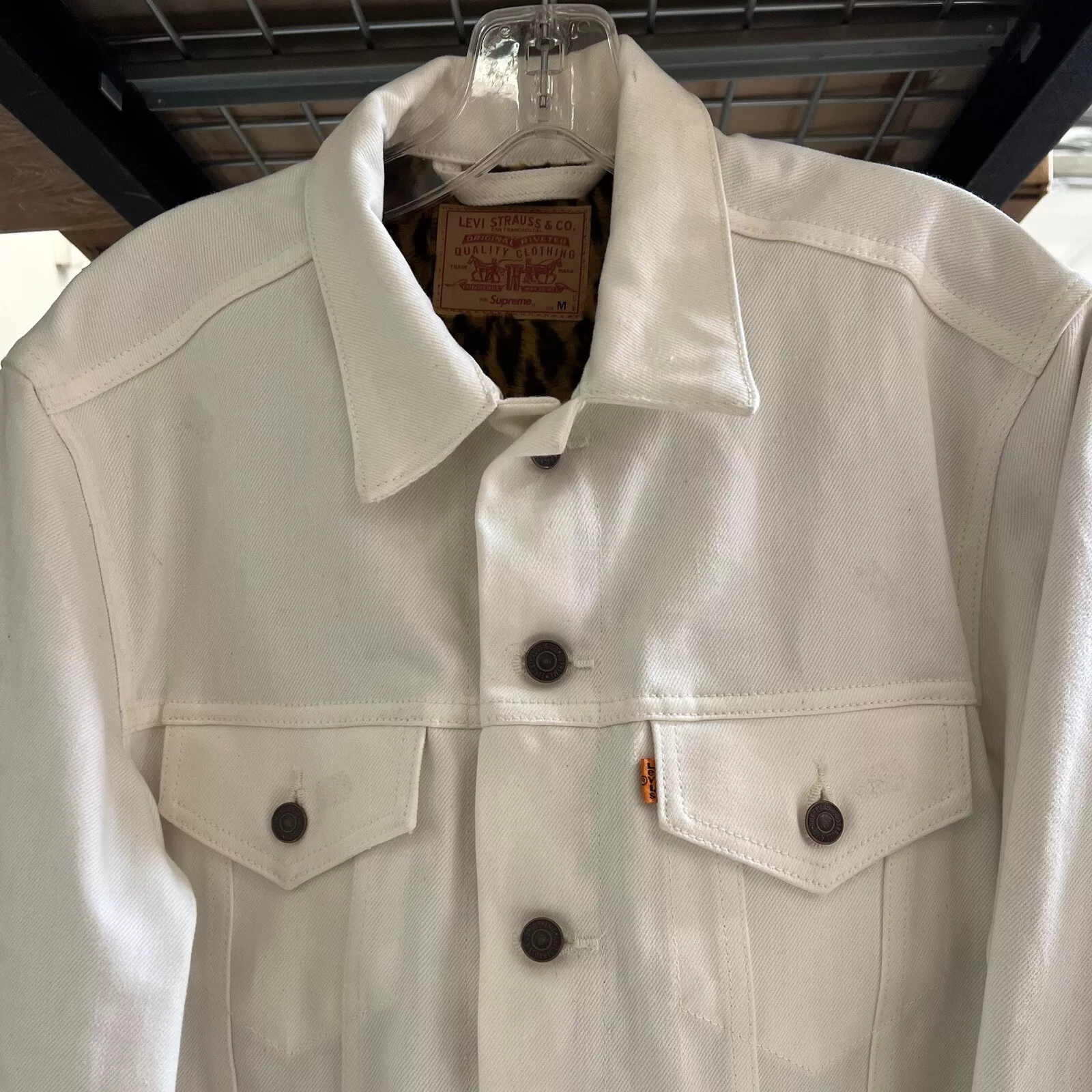 FW12 SUPREME X LEVI'S DENIM LEOPARD JEAN JACKET WHITE M LEVIS 2012