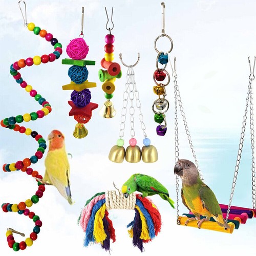 Wellensittich Zubehör für Käfig Pack von 7 Nymphensittich Spielzeug Vogel N/ - Bild 8 von 9