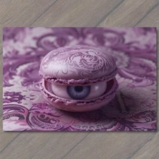 Art Print Macaron Eye Purple Pale Detailed Surreal Unusual Strange Weird Creepy