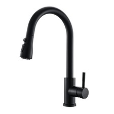 Black Kitchen Faucet with Pull Down Sprayer Single Hole Kitchen Sink Faucet S...