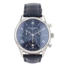 Frederique Constant Classics Blue Dial Automatic Leather Strap Men's Wristwatch