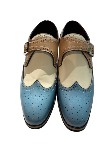 Men's Size 8 Casual Monk Strap Dress Shoes Soft Blue - Picture 4 of 6