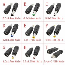 DC Power Male to Female Adapter 0.22 x 0.08 in Multi-Size Connectors for