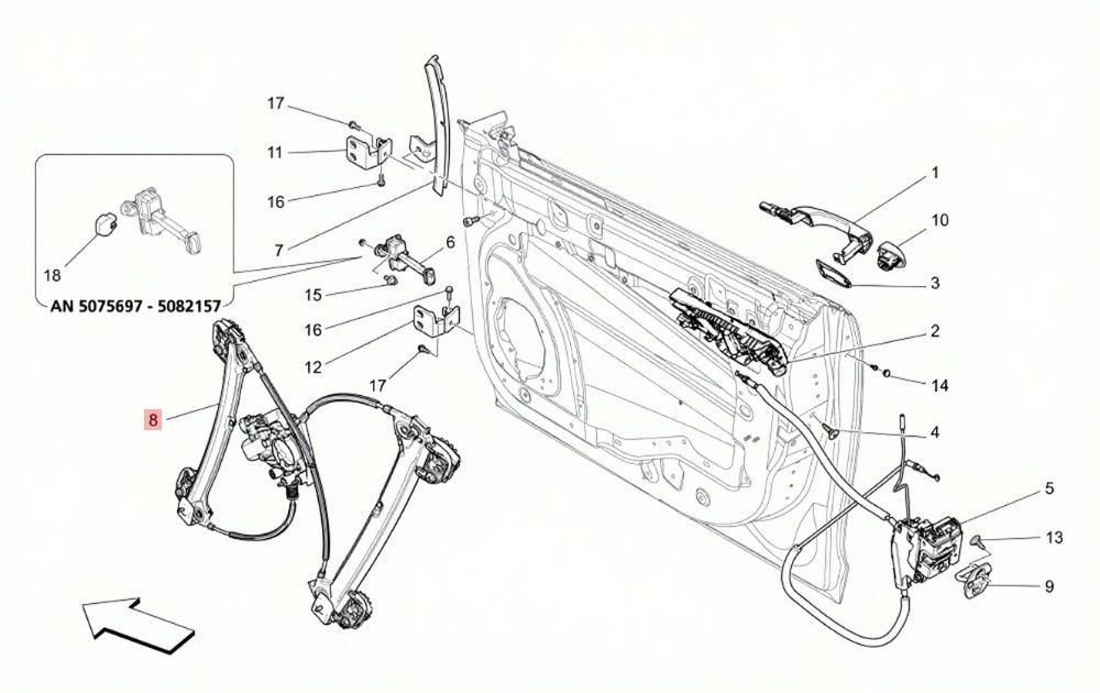 13-19 MASERATI GHIBLI FRONT LEFT DRIVER SIDE WINDOW REGULATOR MOTOR ASSEMBLY OEM