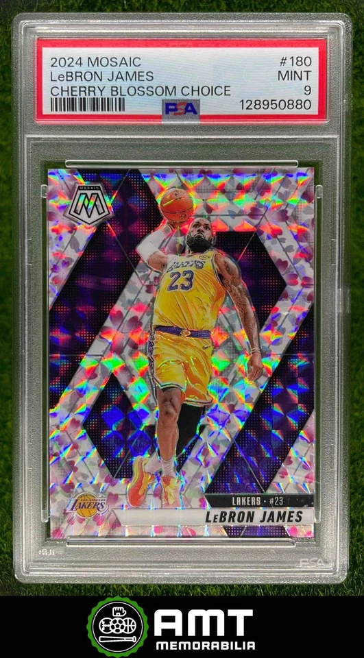 50880 2024-25 Panini Mosaic LeBron James Choice Cherry Blossom 6/20 Lakers PSA 9