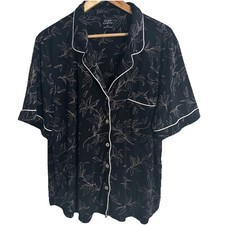 COZY EARTH Bamboo Stretch Knit Short Sleeve Pajama Top XL Black Floral Pjs