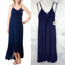 NWT Jessica Simpson Maternity Tiered Midi Maxi Dress Sleeveless Navy Blue Boho S