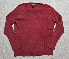 Vintage Eddie Bauer Sweater Mens XL Red Knit Crew Neck Pullover Long Sleeve