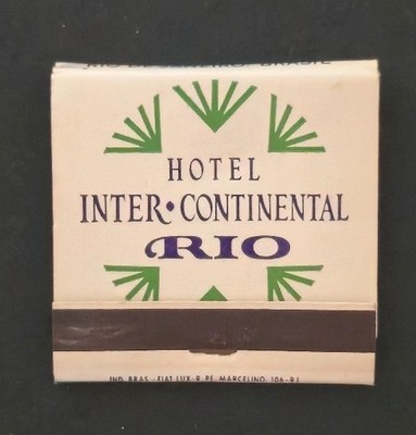 Vintage Inter Continental Hotel Rio De Janeiro Brazil Matchbook Advertising Full