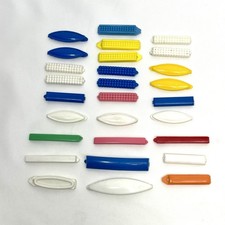 Vintage Girl  s Hair Barrettes Lot of 28 Plastic Oval Rectangle Beaded Colors