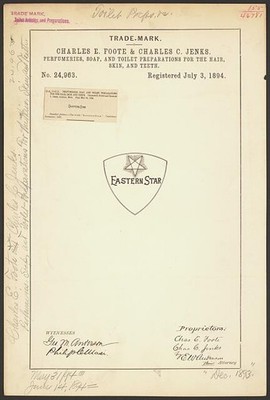 1894 Charles E Foote Charles C Jenks Eastern Star Trademark Registration