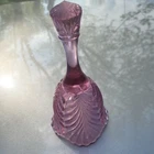 Fenton Art Glass Bell Pink - Lilac Rose Feather Plume Pattern Bell 1980s Vintage
