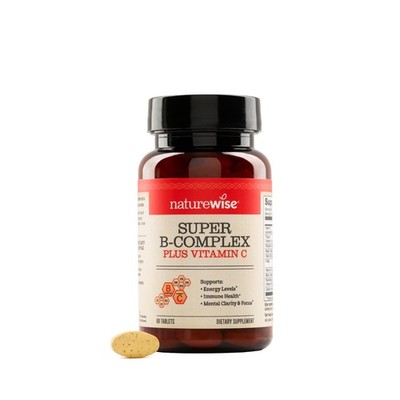 NatureWise Super Vitamin B Complex for Women and 60 Count (Pack of 1), Yellow