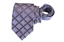 IKE BEHAR MEN'S TIE PURPLE/GEOMETRIC WIDTH: 3.5/8" LENGTH: 58"