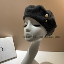 Vintage French Wool Pearl Beret Hats Women Painter Artist Minimalist Caps