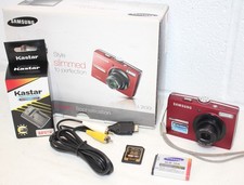 Samsung L200 10.2MP Slim Digital Camera RED, Bundle, Tested Works great guc