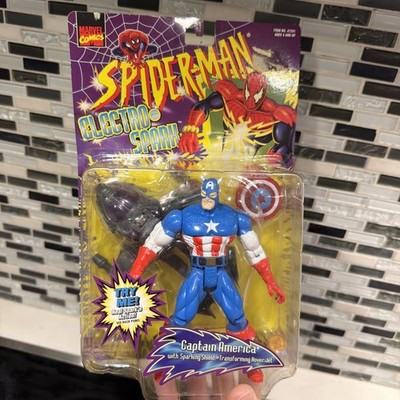 1997 Marvel Comics Spider-Man Electro Spark Captain America Action Figure- New