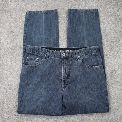 Alberto Tommy Jeans Mens 36x32 Blue Cotton Stretch 5-Pocket Straight Leg