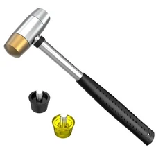 Small Brass Hammer with 4 Interchangeable 1-Inch Heads: Brass, Nylon, Aluminu...