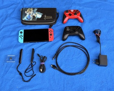 Nintendo Switch-Konsole Neon-Rot 13 Spiele 2 Pro Controller von Hori