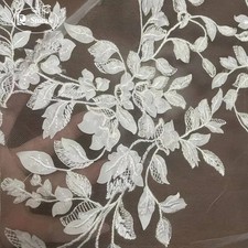 Lace Fabric Mesh Leaf Applique for Wedding Dress Long Skirt