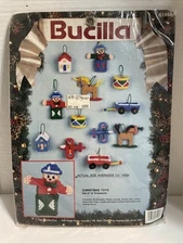 Bucilla Yarn Kit ~ Christmas Toys Plastic Canvas Ornament Vintage 61158 Craft