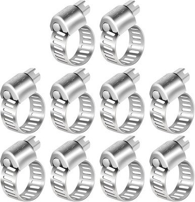 Hose Clamp 3/4 Inch, 10 Pack Stainless Steel 1/2~3/4, Metallic 10 Pcs 