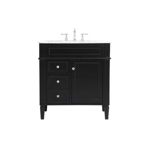 Elegant Decor Park Avenue 32" Solid Wood & Metal Single Bathroom Vanity in Black - Picture 3 of 8