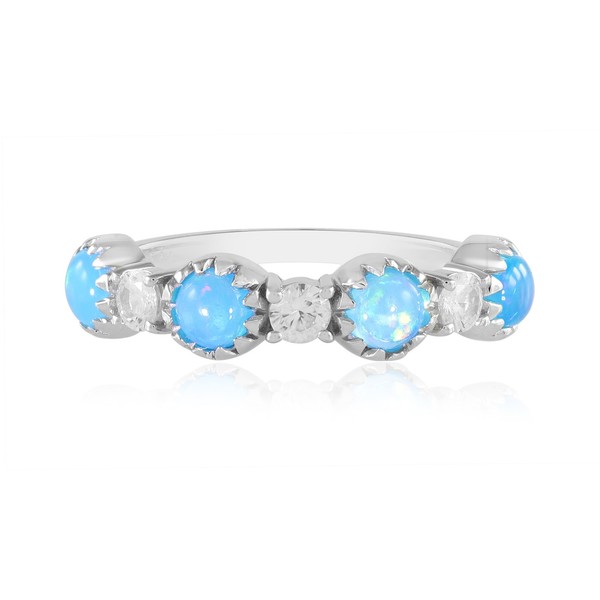 Cavill Ring ÄThiopischer Blauer Opal, Sterlingsilber Plattiert, Zirkone--image