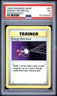 1999 POKEMON BASE SET SHADOWLESS #81 ENERGY RETRIEVAL PSA 5