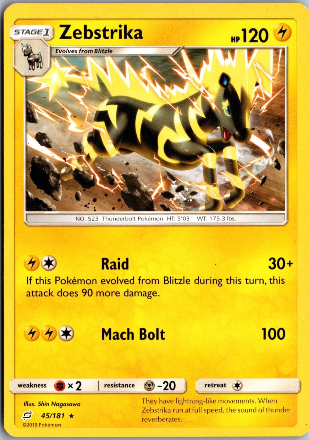 Zebstrika 45/181 Rare Team Up Lightly Played Pokemon Card TCG Single