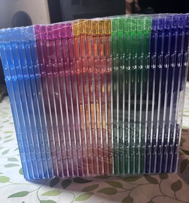 Slim Jewel Cases for CD/DVD CD-RW 30 Pack Multicolor Sealed