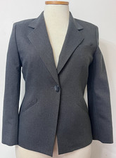 Le Suit Womens Blazer Jacket Size 14 Gray Stripe Single Button