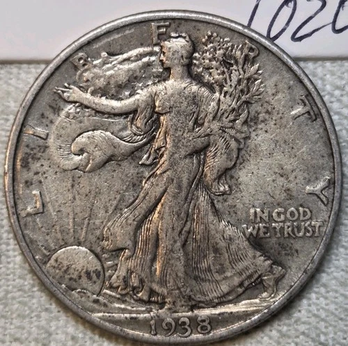 1938 D Walking Liberty Half Dollar XF. Semi-Key.  Free Shipping.