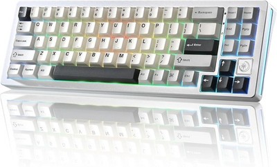 YUNZII mechanische Tastatur AL71 68% Hot-Swap 2.4GHz BT5.0 USB-C weiß Aluminium